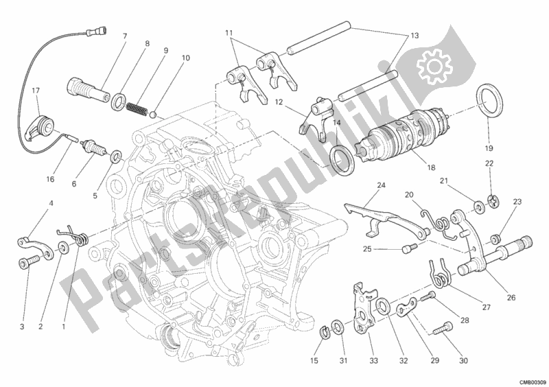 All parts for the Shift Cam - Fork of the Ducati Monster 696 USA 2012